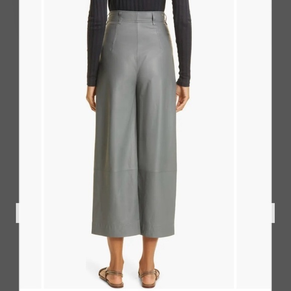Vince Lamb Leather Wide Leg Crop Pants in Sea Stone Size 4 - Picture 5 of 15